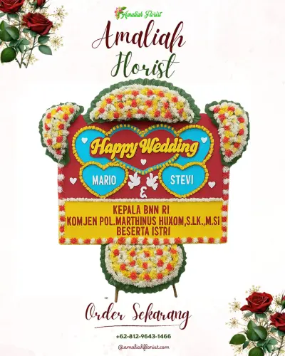 Karangan Papan Bunga Pernikahan di Wringinanom